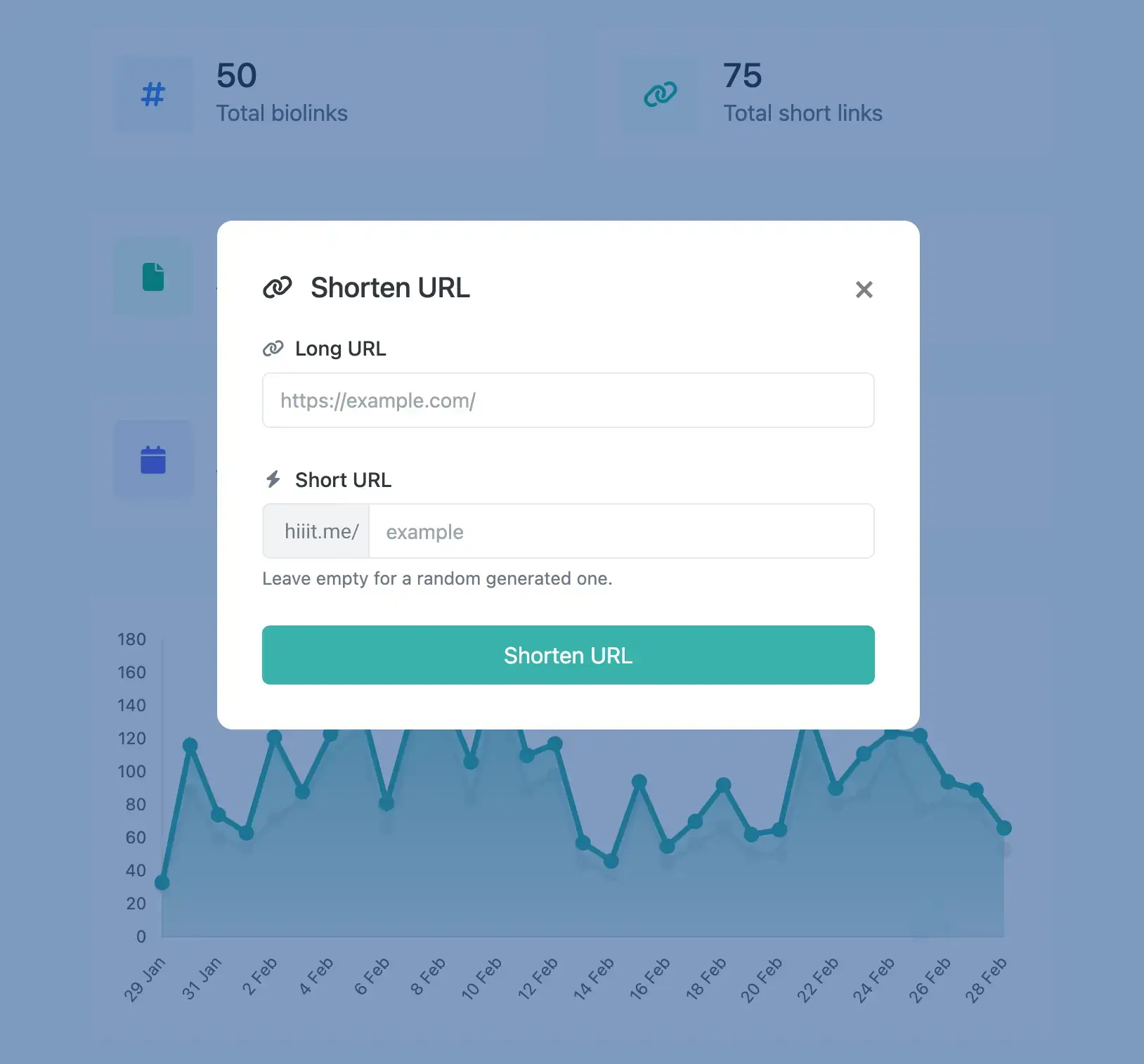 Captura de tela da página de edição de URL curta do aplicativo
